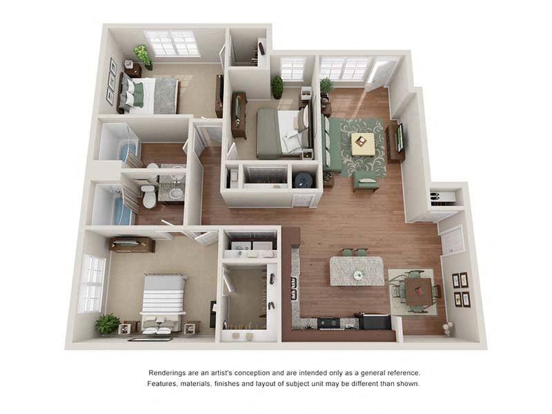 Three bedroom floor plan